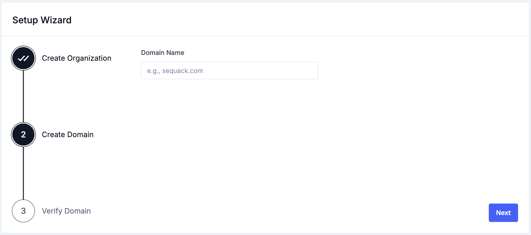 Setup Wizard - Create Domain