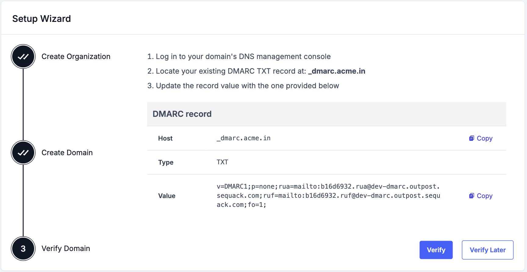 Domain Verification Options